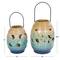 Blue Ceramic Ombre Nautical Cutout Candle Lantern Set